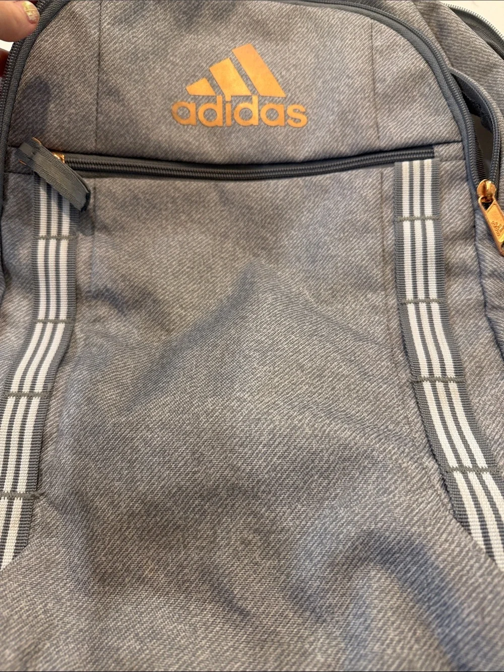 adidas Gray Backpack with Tan Logo Accents